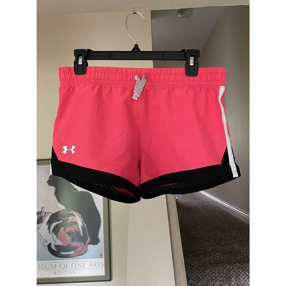 Under Armour Shorts Girls Youth XL Pink Black Athletic Running Gym Casual